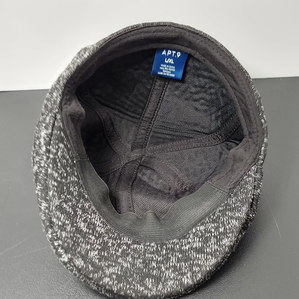 APT.9 Hat Flat Cap Newsboy Ivy Fitted Mens XL Gray‎ Knit Lined Casual Fall Warm